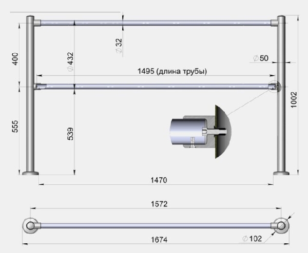 Комплект модульного ограждения 3V - 1,5 м нерж магазин Алти-Групп