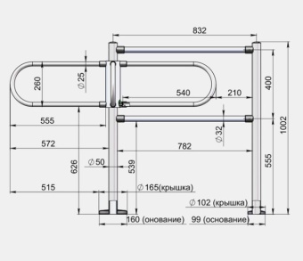 Турникет роторный полуростовой 3V ТРП-515-2 (без механизма блокировки) магазин Алти-Групп