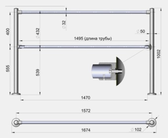 Комплект модульного ограждения 3V - 1,5 м хром магазин Алти-Групп